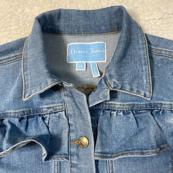 Draper James Ruffle Denim Jacket Size Small - Picture 2 of 7